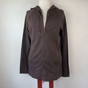 EUC Lauren Ralph Lauren Womens Brown Double Zip Up Brown Sweatshirt Size M